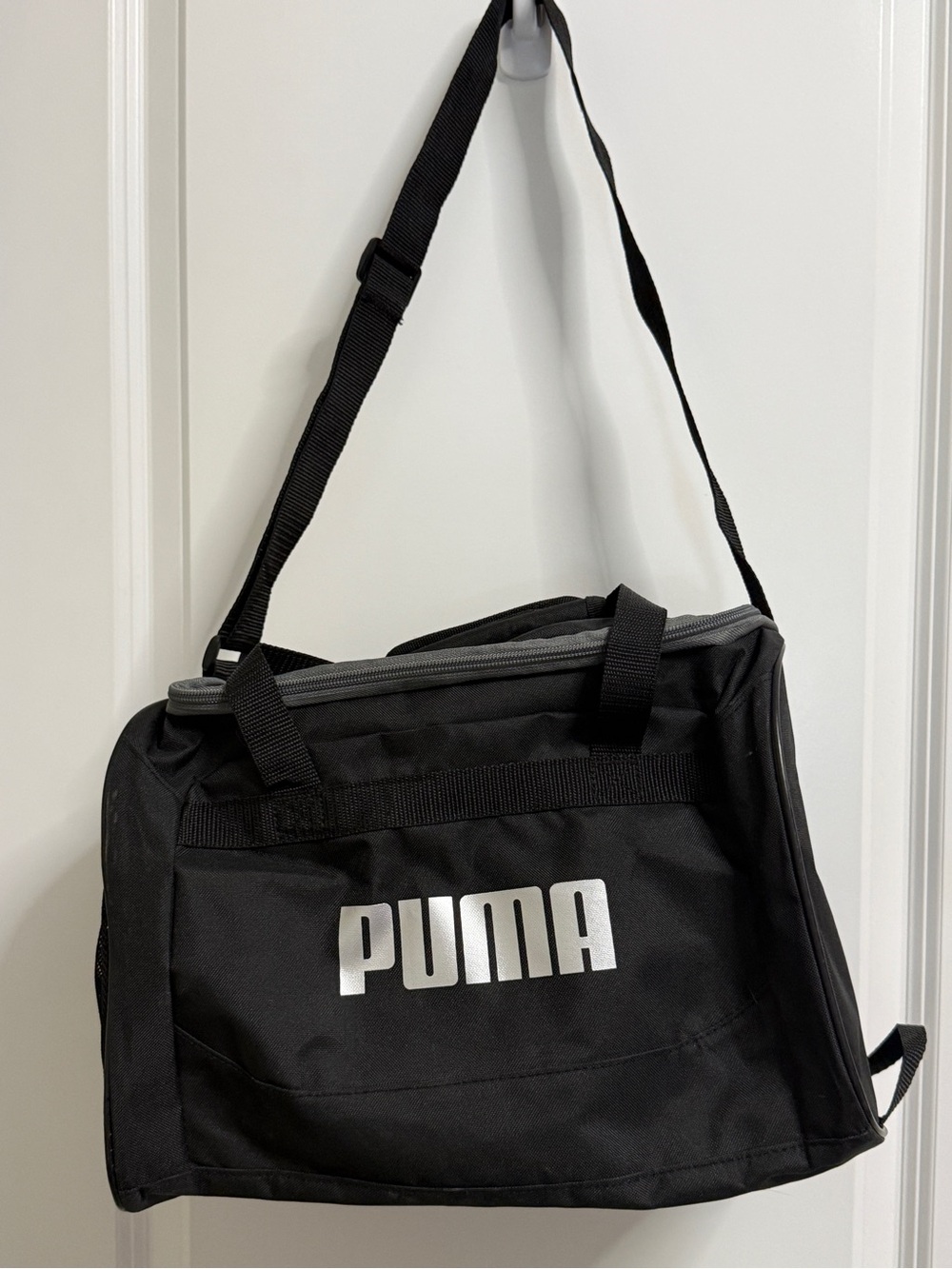 Puma Black Shoulder Duffel Bag with Silver Logo